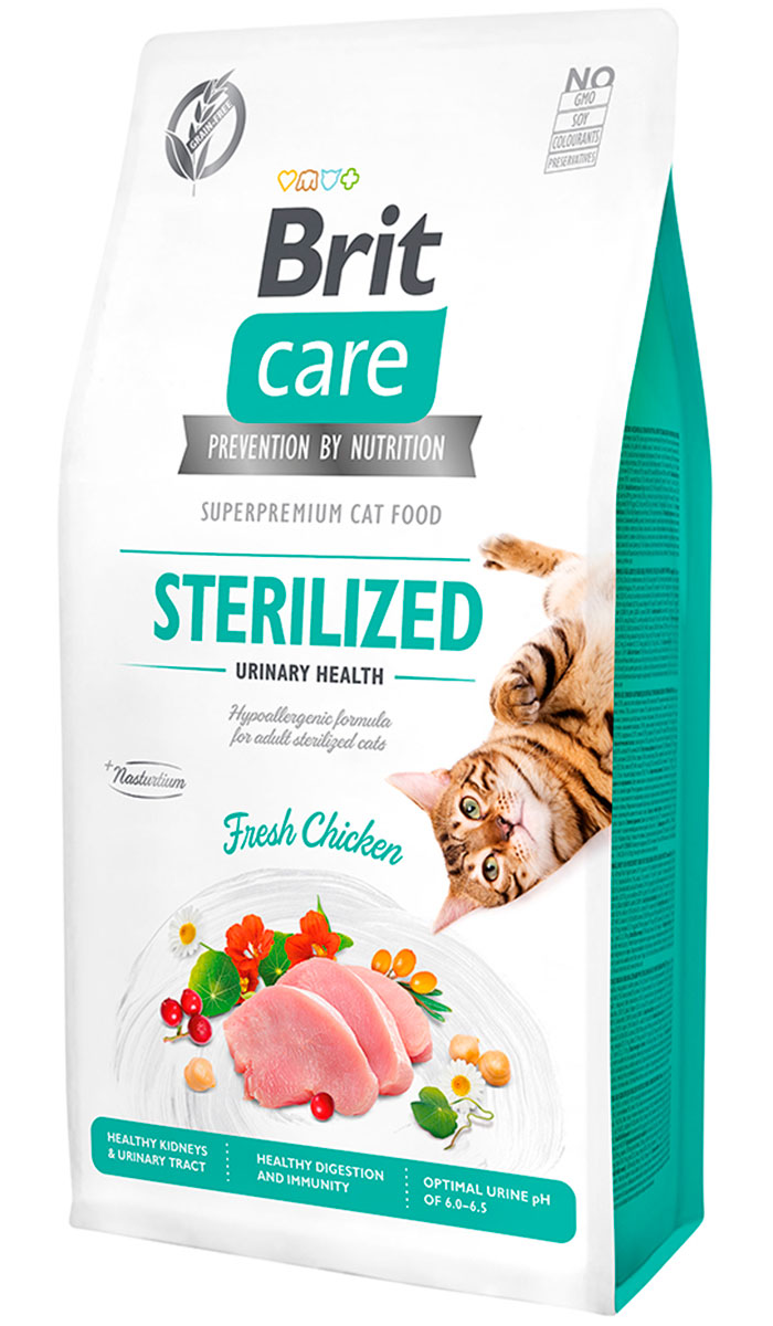 

Brit Care Cat Grain-free Sterilized Urinary Health беззерновой для взрослых кастрированных котов и стерилизованных кошек при мочекаменной болезни (2 кг)