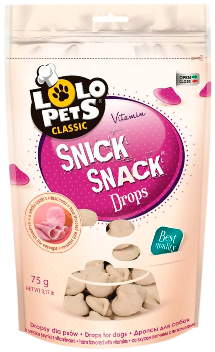 

Лакомство Lolo Pets Snick Snack витаминизированное для собак дропсы с ветчиной (75 гр)