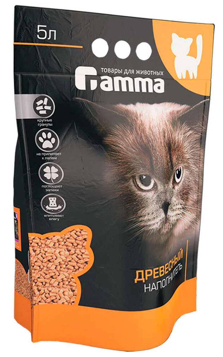 

Gamma наполнитель древесный крупные гранулы для туалета кошек (5 л)
