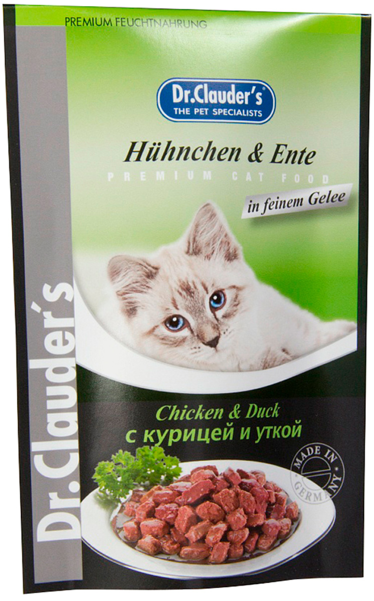 

Dr.clauder’s для взрослых кошек с курицей и уткой в желе (100 гр х 20 шт)