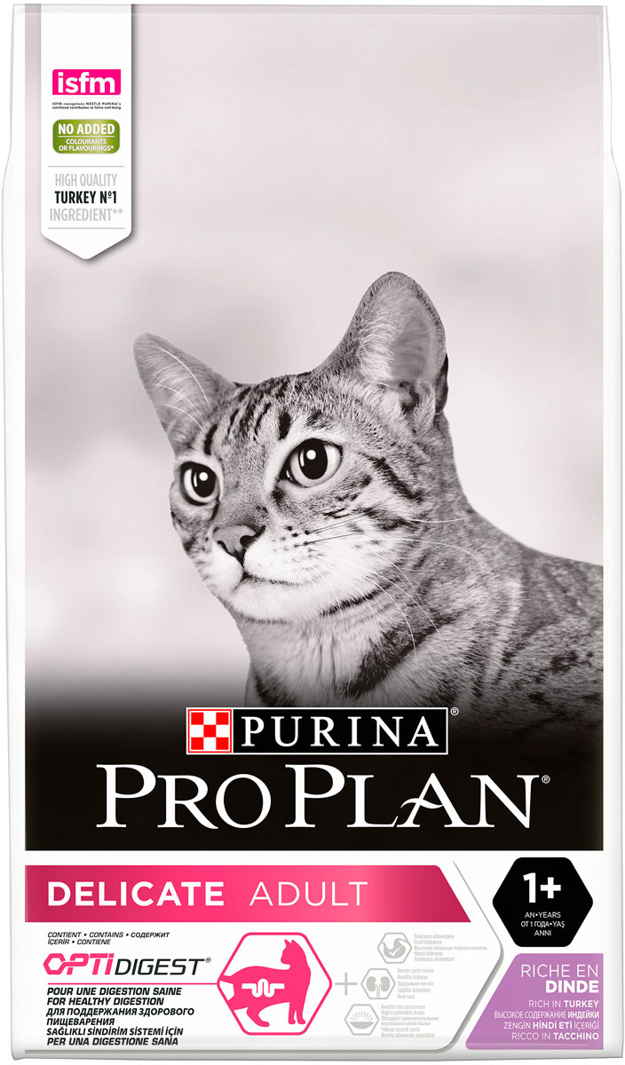 

Purina Pro Plan Cat Optidigest Delicate Turkey для взрослых кошек с чувствительным пищеварением с индейкой (0,4 кг)