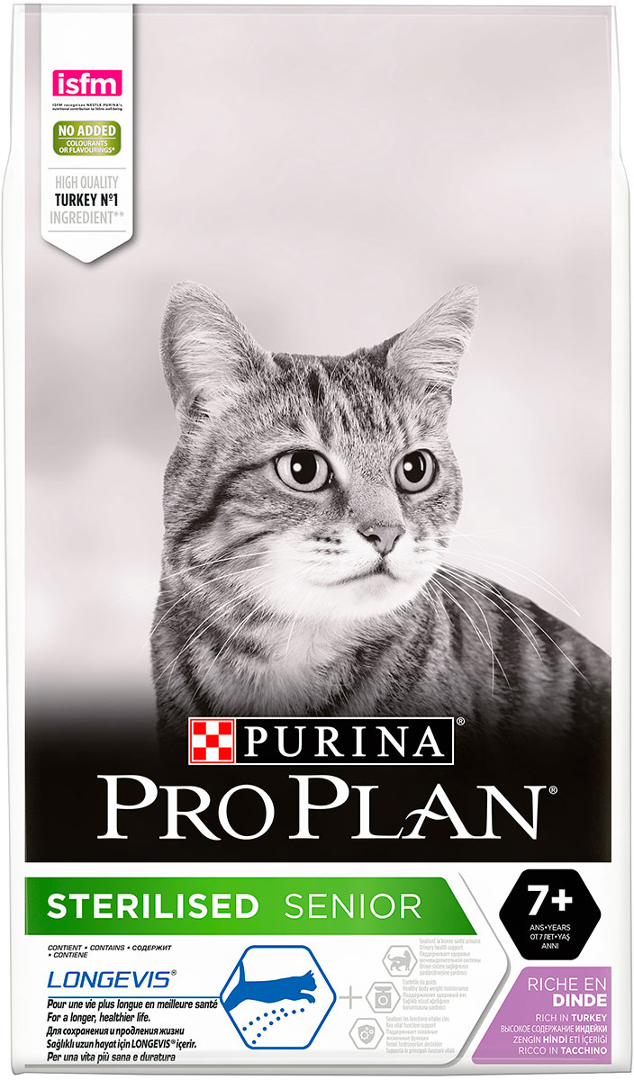 

Purina Pro Plan Cat Senior 7+ Sterilised для пожилых кастрированных котов и стерилизованных кошек старше 7 лет с индейкой (0,4 кг)