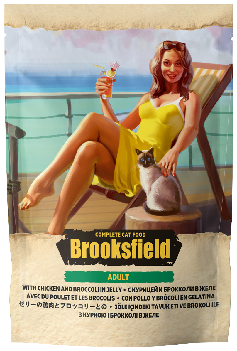 

Brooksfield Cat Adult для взрослых кошек с курицей и брокколи в желе (85 гр х 22 шт)