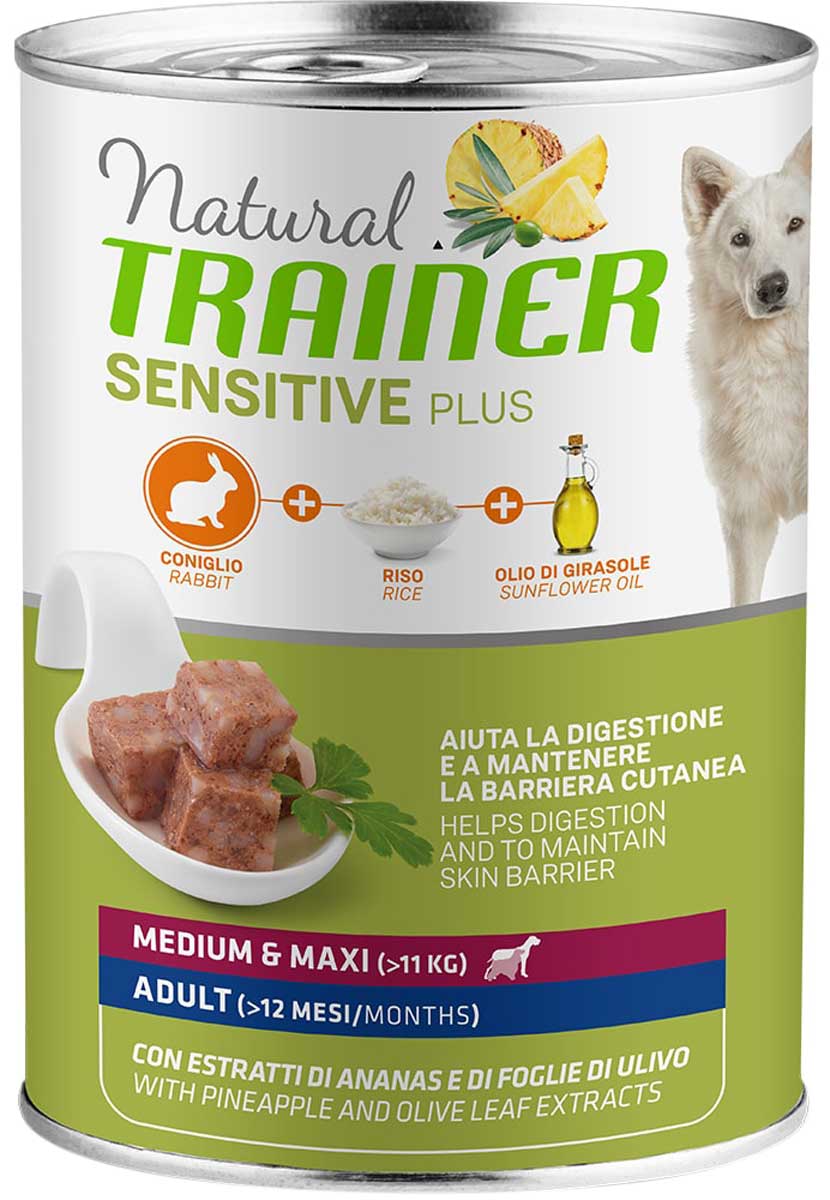 

Trainer Natural Sensitive Plus Medium & Maxi Adult Rabbit & Rice безглютеновые для взрослых собак средних и крупных пород с кроликом и рисом (400 гр х 12 шт)