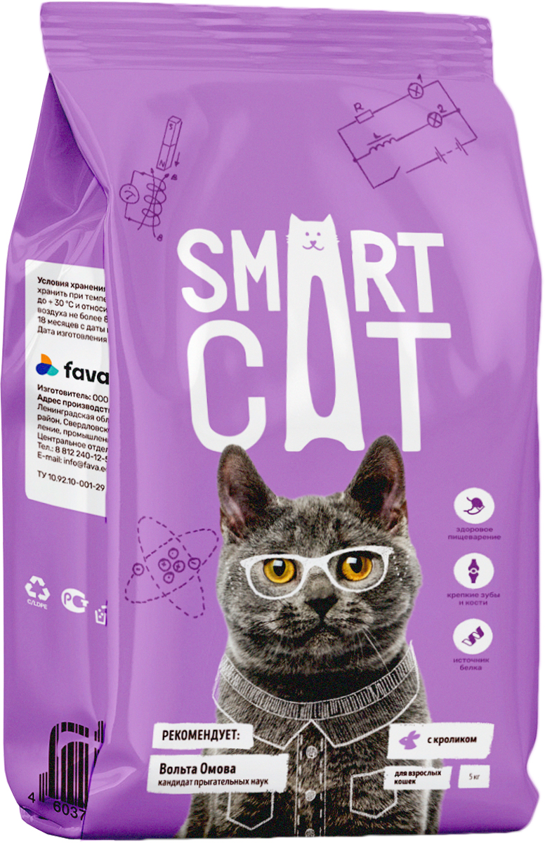 

Smart Cat для взрослых кошек с кроликом (1,4 кг)