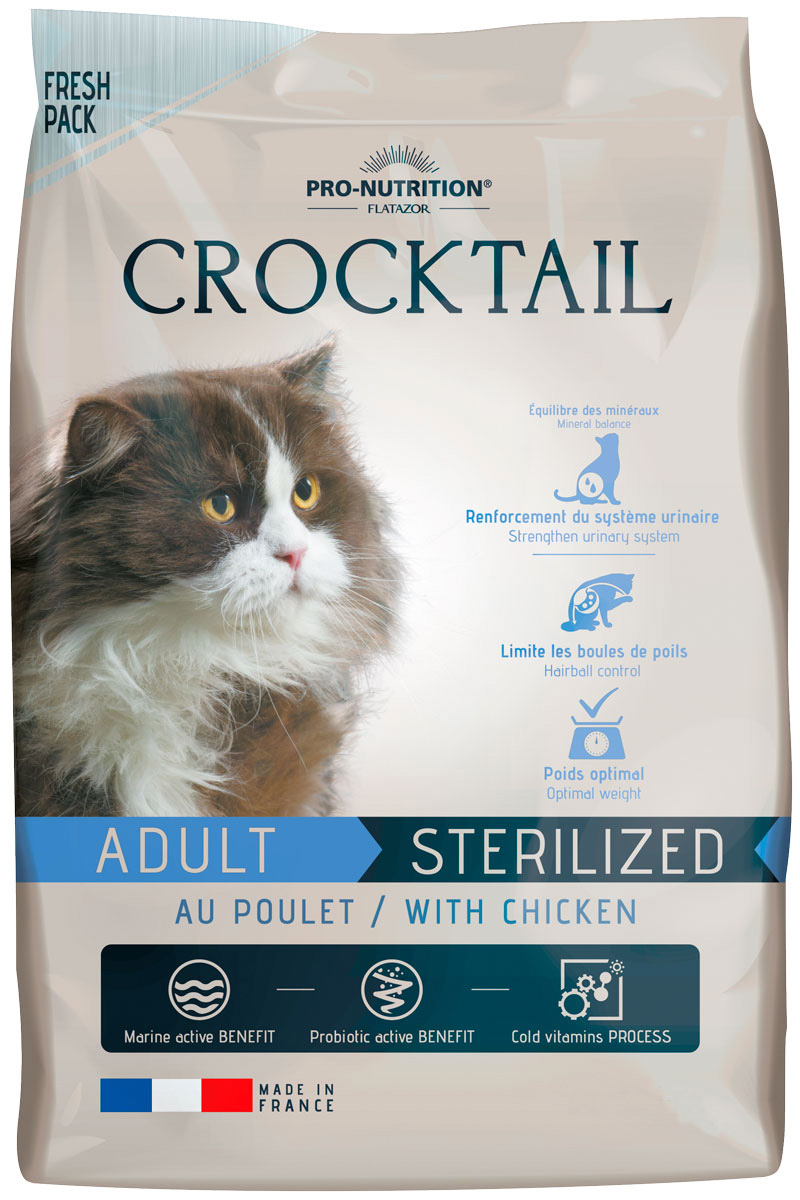 

Flatazor Crocktail Adult Sterilised Chicken для взрослых кастрированных котов и стерилизованных кошек с курицей (2 + 2 кг)