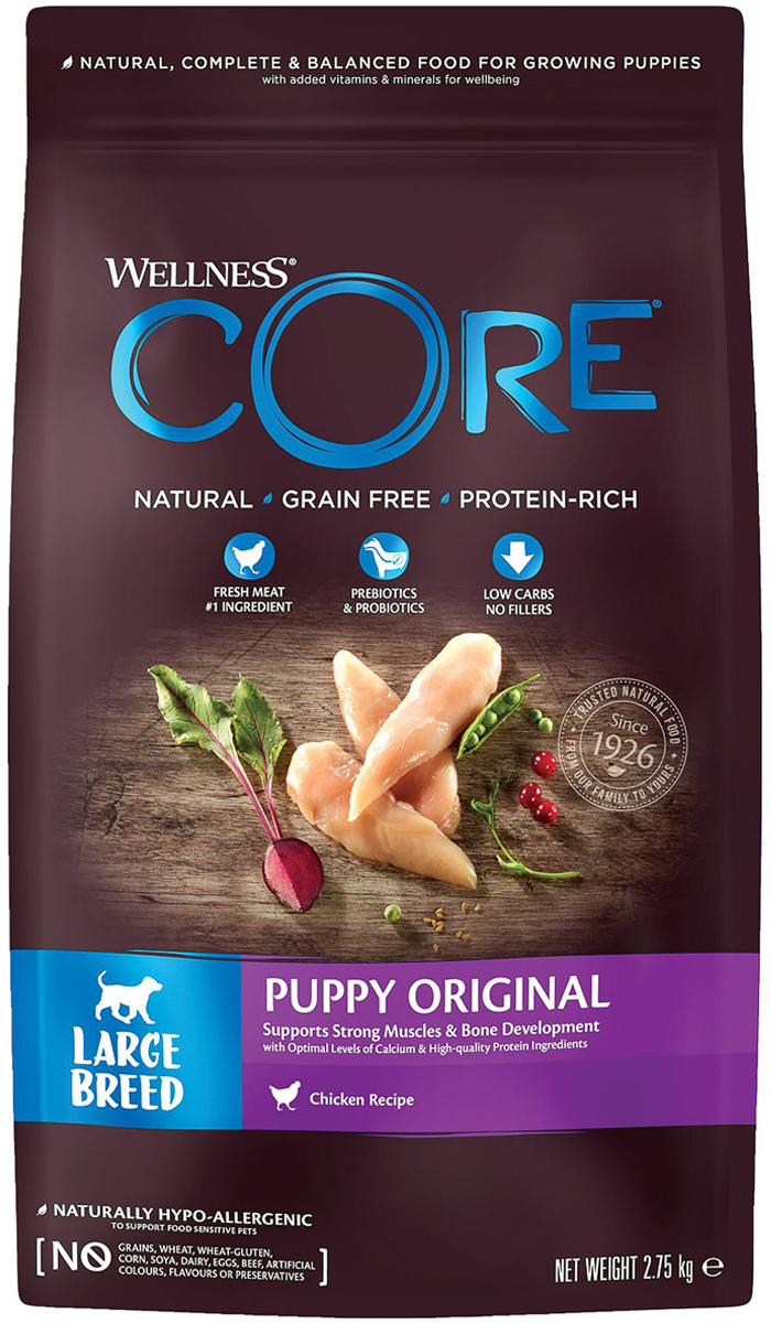 

Wellness Core Original Puppy Large Breed беззерновой для щенков крупных пород с курицей (10 кг)