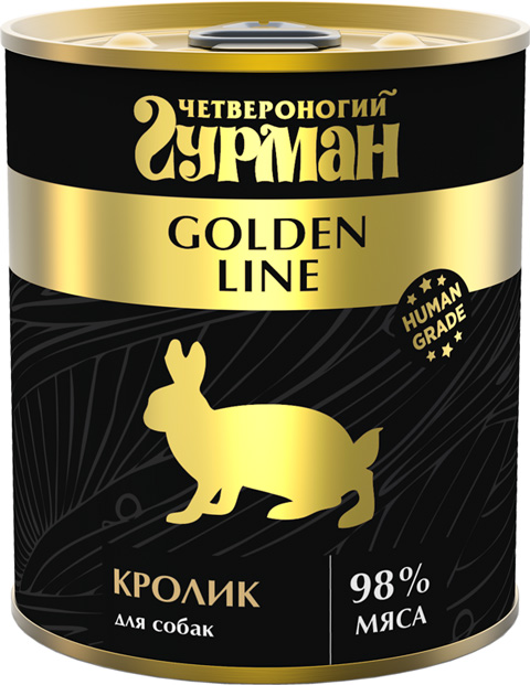 

четвероногий гурман Golden Line для взрослых собак с кроликом натуральным в желе (340 гр)