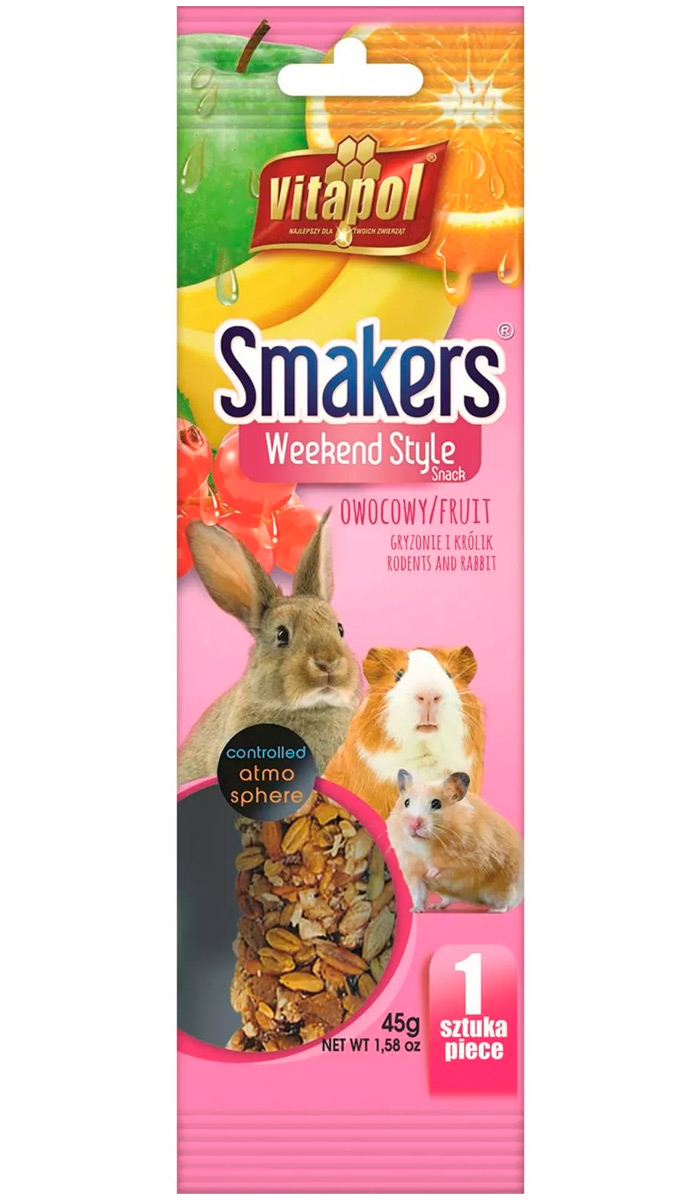 

Vitapol Smakers Weekend Style лакомство палочка для грызунов и кроликов с фруктами 1 шт (45 гр)