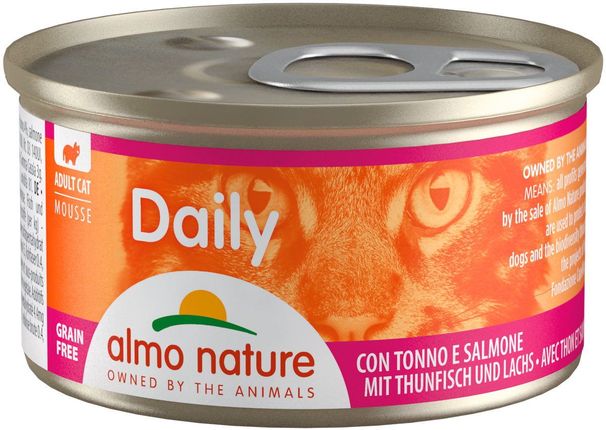 

Almo Nature Cat Daily Menu беззерновые для взрослых кошек нежный мусс с тунцом и лососем (85 гр х 24 шт)