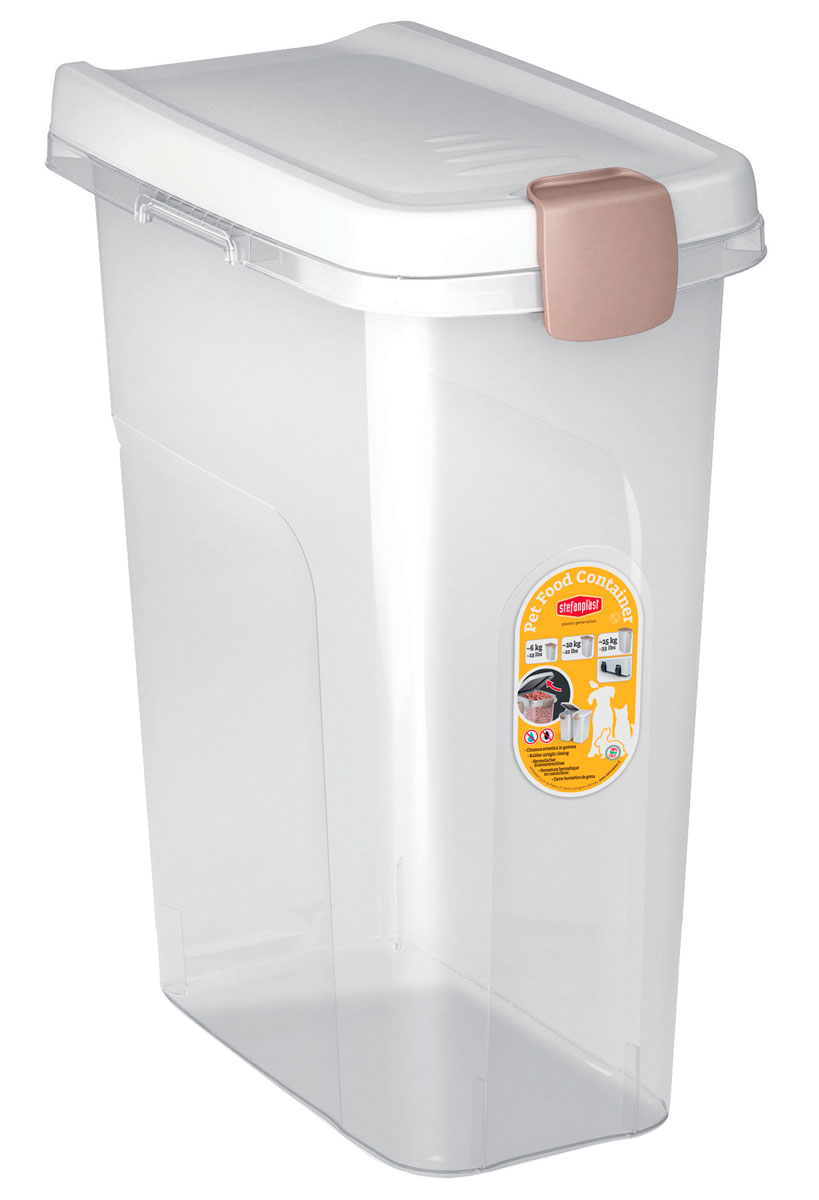 

Контейнер для корма Stefanplast прозрачный с белой крышкой 10 кг 25 л (1 шт)