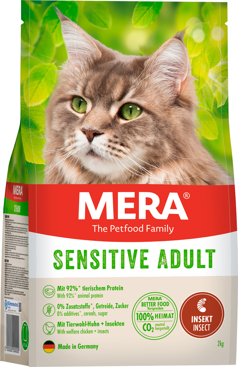 

Mera Cats Adult Sensitive Chicken & Insects беззерновой для взрослых кошек с чувствительным пищеварением с курицей и белком насекомых (2 кг)