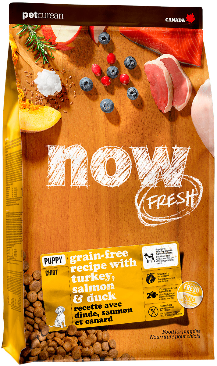 Now Fresh Puppy беззерновой для щенков всех пород с индейкой, уткой и овощами (9,98 кг)