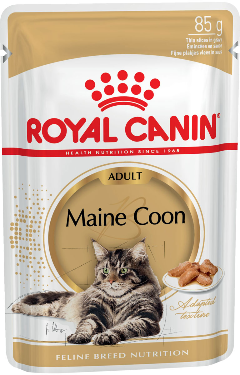 

Royal Canin Maine Coon Adult для взрослых кошек мэйн кун в соусе (85 гр х 12 шт)