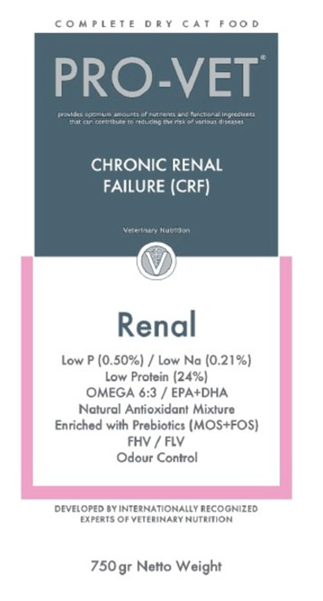 

Pro-vet Cat Renal для взрослых кошек при хронической почечной недостаточности (0,75 кг)