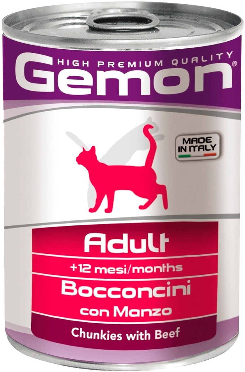 

Gemon Cat Adult для взрослых кошек с кусочками говядины (415 гр х 24 шт)