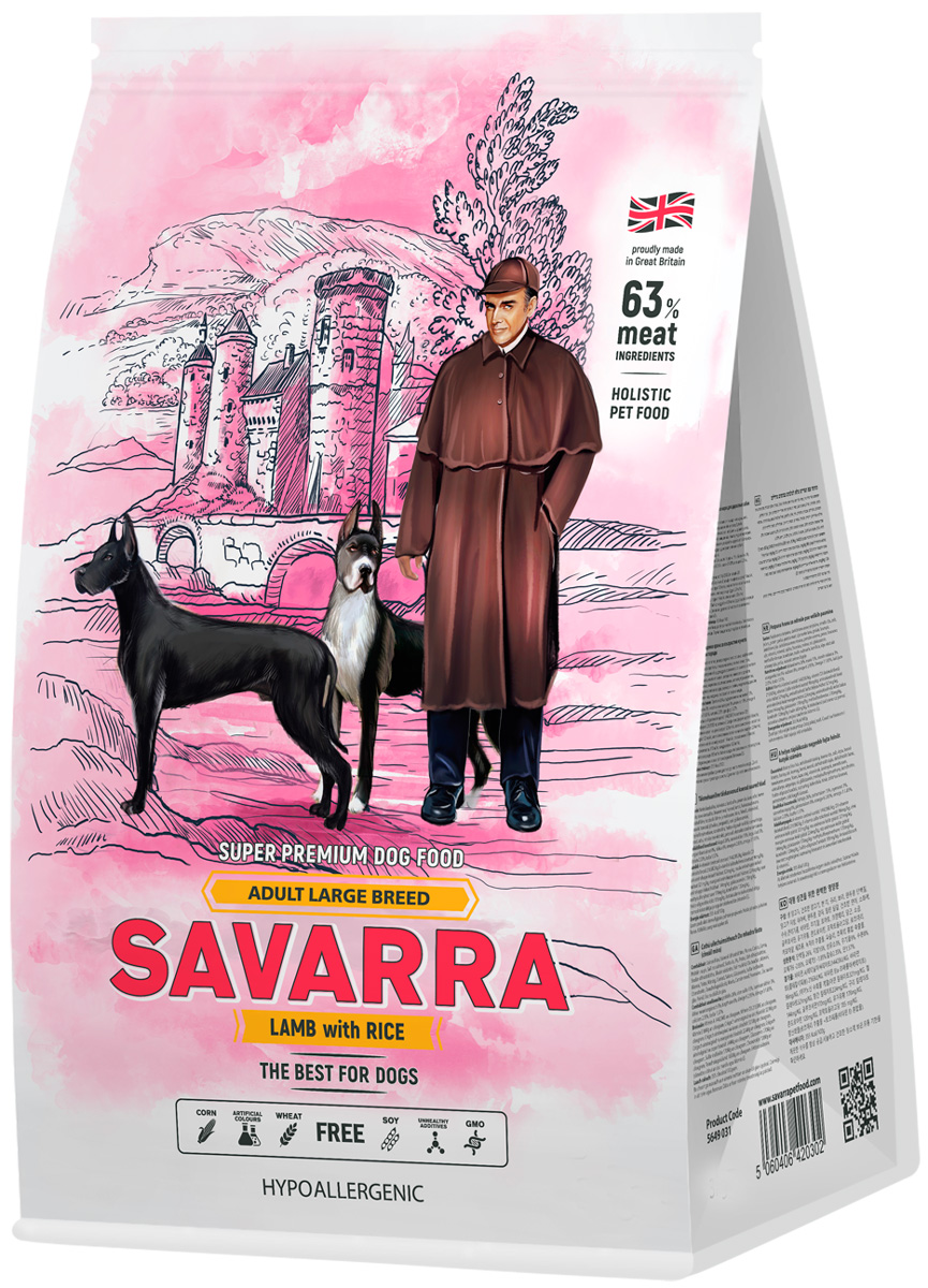 

Savarra Adult Dog Large Breed для взрослых собак крупных пород с ягненком и рисом (3 кг)