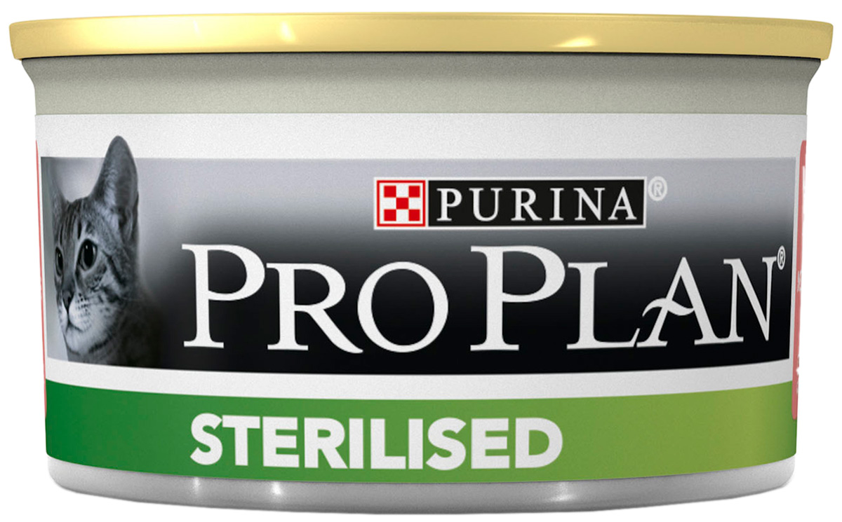 

Purina Pro Plan Cat Sterilised для взрослых кастрированных котов и стерилизованных кошек паштет с лососем и тунцом (4 + 1 шт)