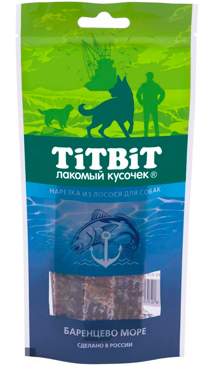 

Лакомство Tit Bit для собак нарезка из лосося (75 гр)