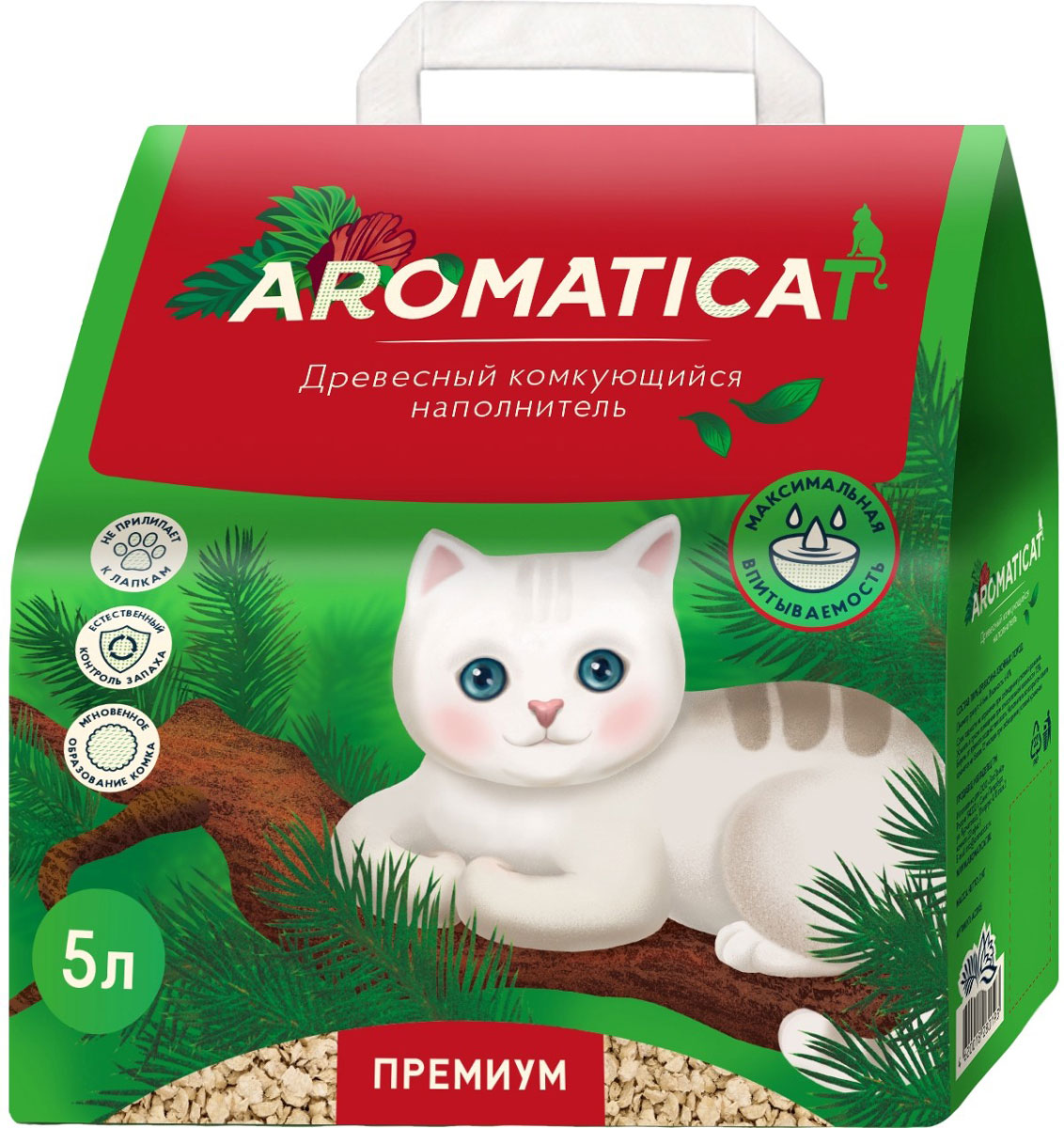 

Aromaticat Premium наполнитель древесный комкующийся для туалета кошек (5 л)