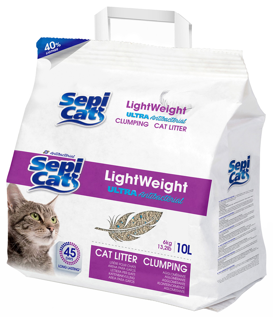 

Sepi Cat Lightweight Ultra Antibacterial наполнитель комкующийся для туалета кошек Облегченный Антибактериальный (6 кг)