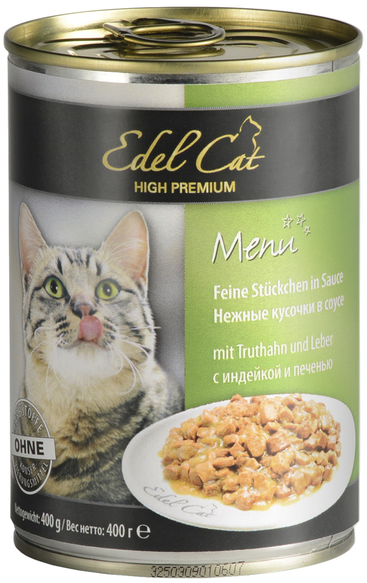 

Edel Cat для взрослых кошек с индейкой и печенью в соусе (400 гр)