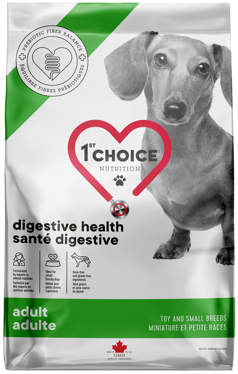 

1st Choice Care Dog Adult Toy & Small Breeds Digestive Health беззерновой для взрослых собак маленьких пород с чувствительным пищеварением с курицей (0,34 кг)