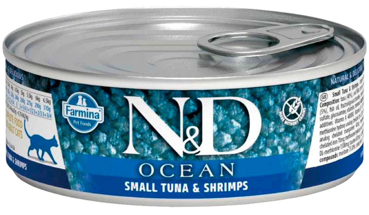 

Farmina Cat N&d Ocean Small Tuna & Shrimps беззерновые для взрослых кошек с тунцом и креветками (80 гр)