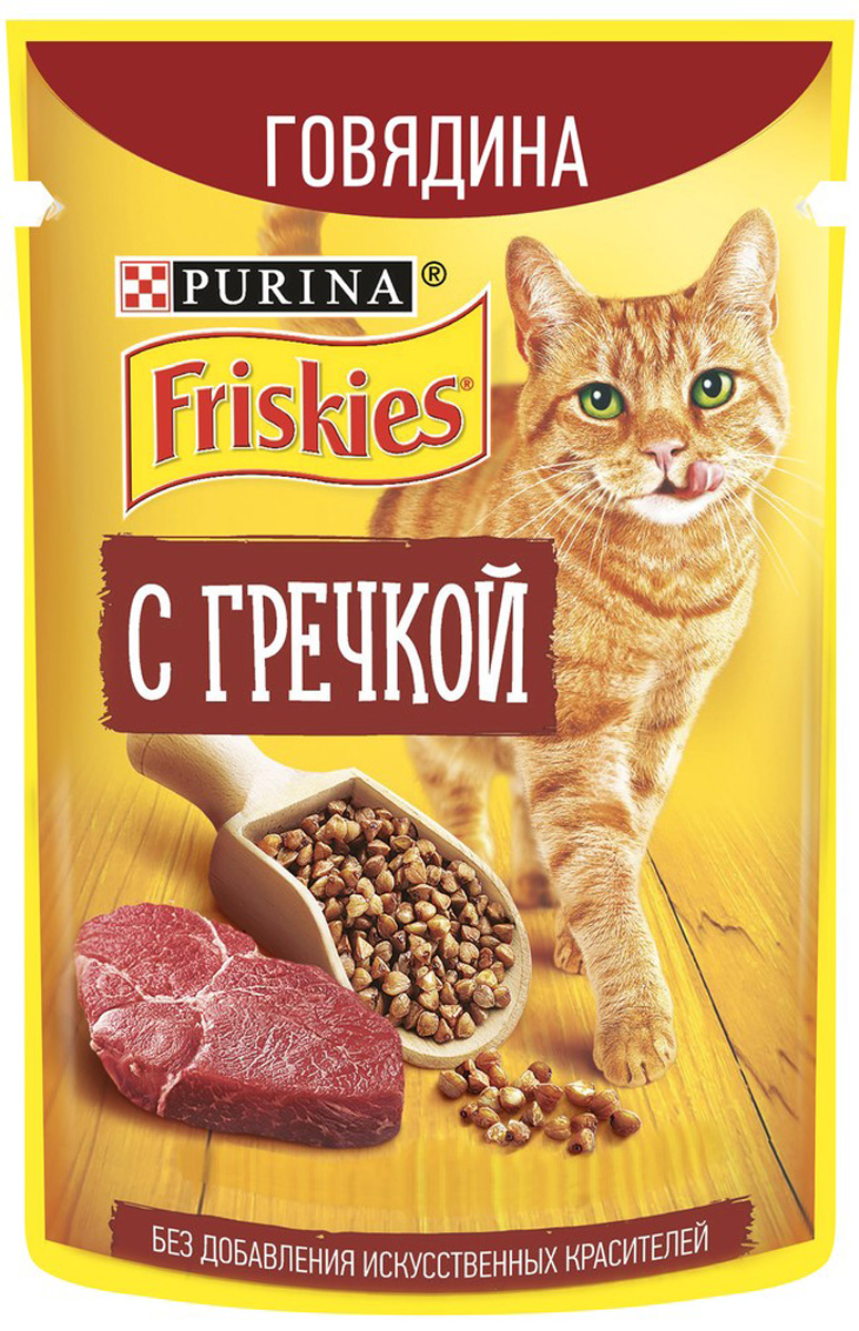 

Friskies для взрослых кошек c говядиной и гречкой в подливе (75 гр)