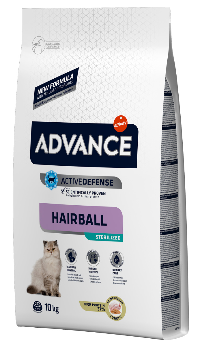 

Advance Sterilized Hairball Turkey & Barley для взрослых кастрированных котов и стерилизованных кошек для вывода шерсти с индейкой и ячменем (1,5 кг)