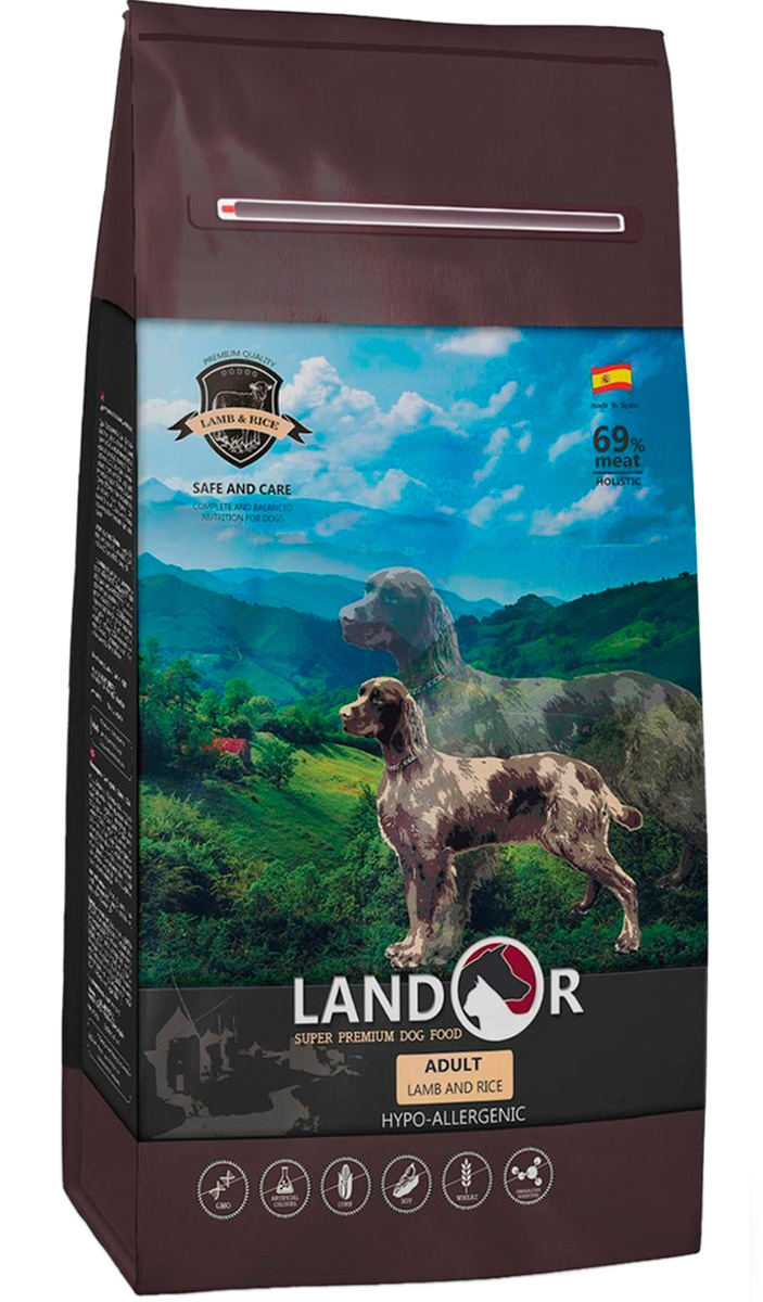 

Landor Dog Adult Lamb & Rice для взрослых собак всех пород с ягненком и рисом (1 кг)