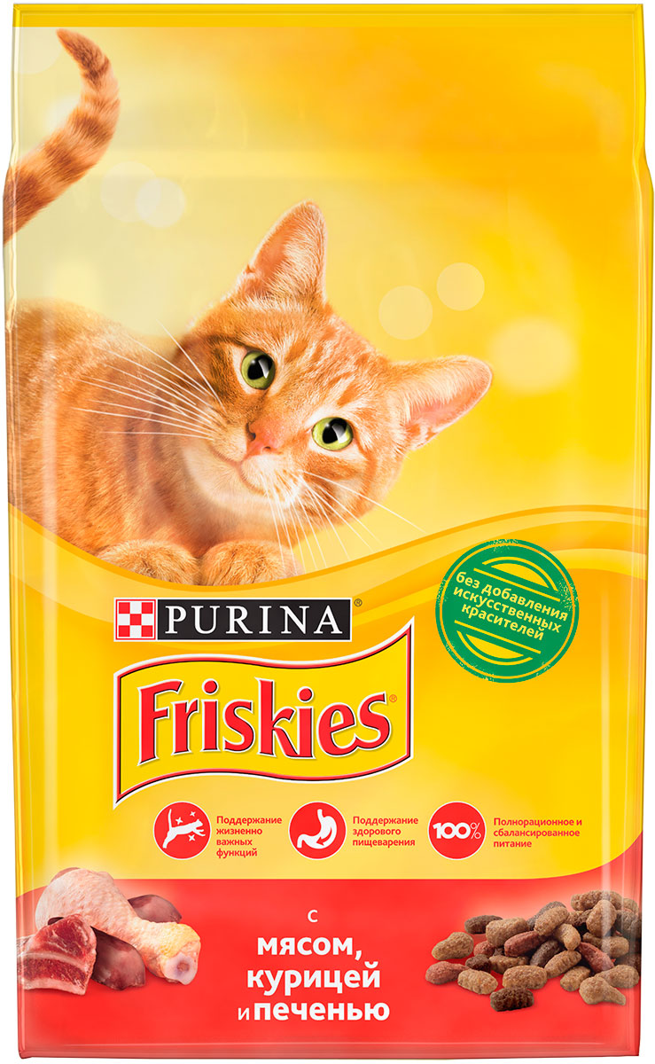 

Friskies для взрослых кошек с мясом, курицей и печенью (0,4 кг)