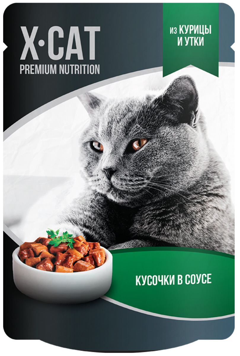 

X-cat для взрослых кошек с курицей и уткой в соусе (85 гр)