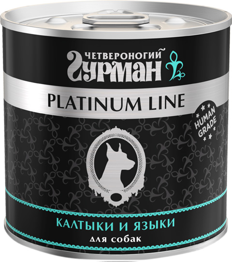 

четвероногий гурман Platinum Line для взрослых собак с калтыками и языками в желе (240 гр х 12 шт)