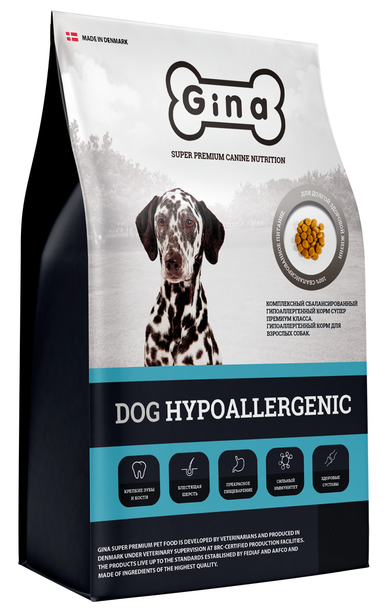 

Gina Dog Hypoallergenic гипоаллергенный для взрослых собак с уткой и рисом (3 кг)