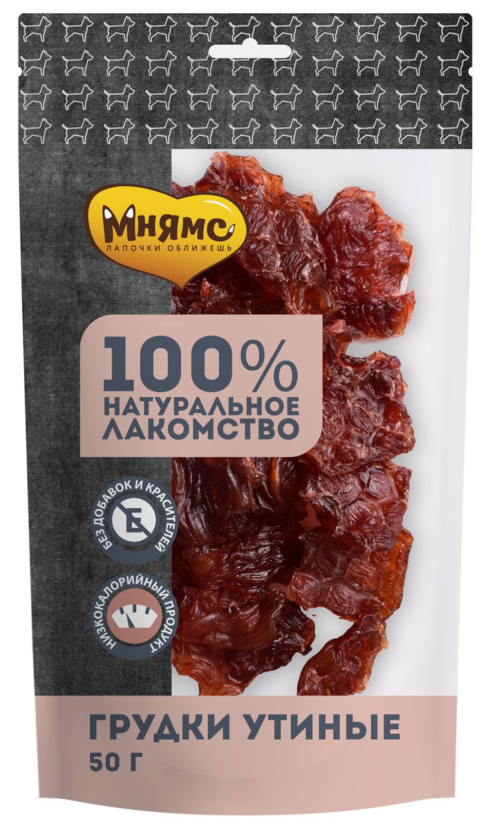 

Лакомство мнямс для собак грудки утиные сушеные 50 гр (1 шт)