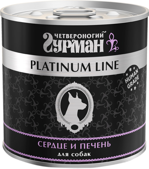 

четвероногий гурман Platinum Line для взрослых собак с сердцем и печенью в желе (240 гр)