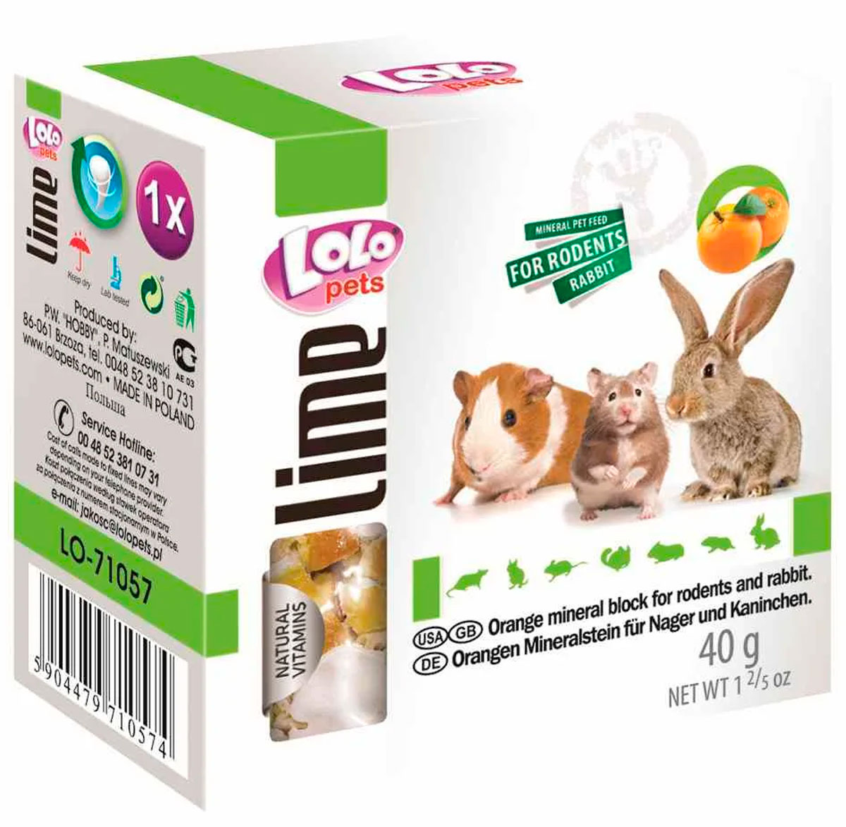 

Lolo Pets Lime минеральный камень для грызунов и кроликов с апельсином 40 гр (1 шт)