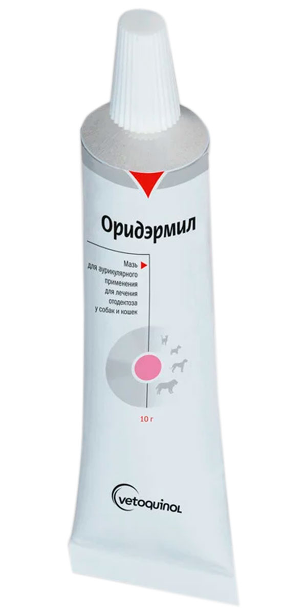 

оридэрмил мазь для собак и кошек для лечения отодектоза 10 гр (1 шт)