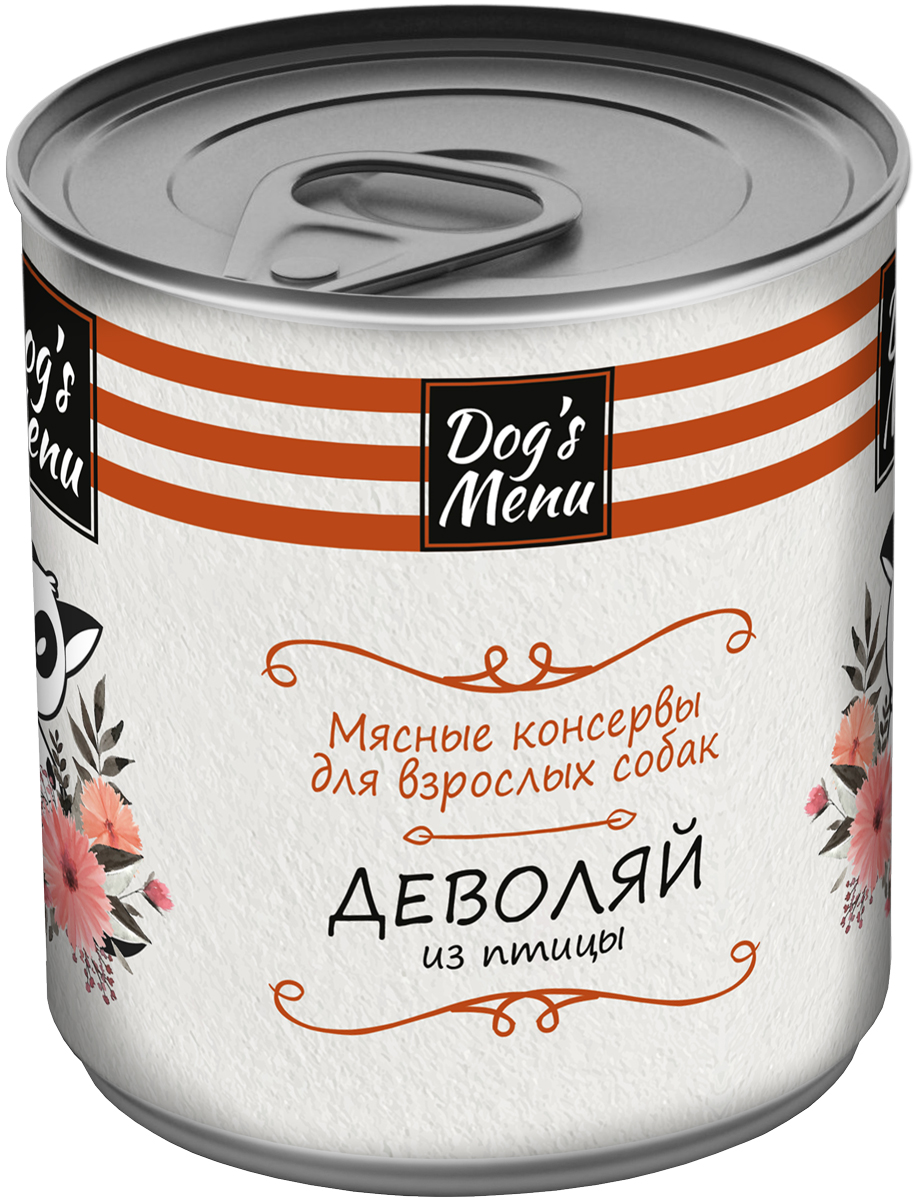 

Dog’s Menu для взрослых собак деволяй из птицы (750 гр)