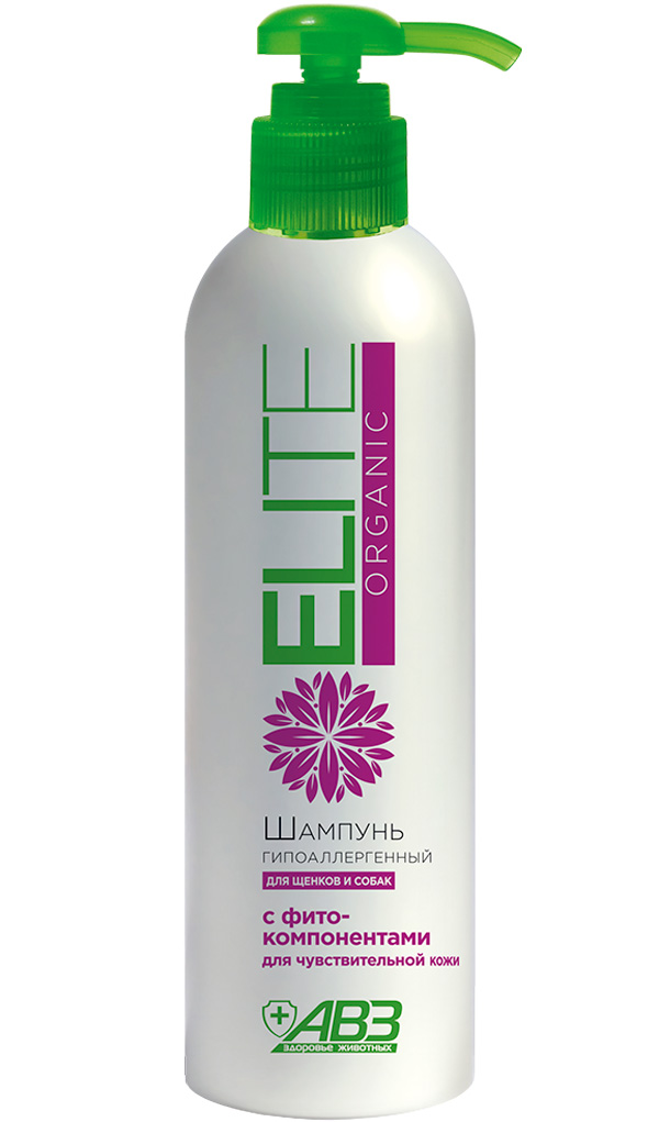 

Elite Organic – Элита шампунь для щенков и собак гипоаллергенный с фитокомпонентами и аллантоином для чувствительной кожи авз (270 мл)