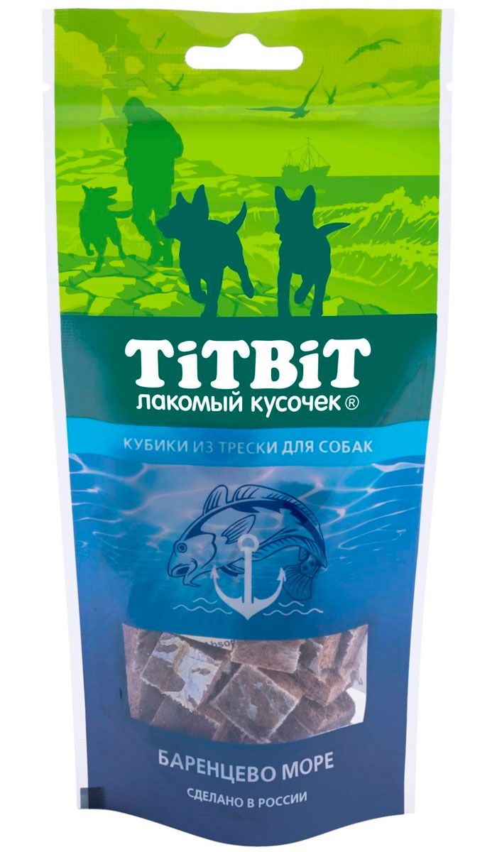 

Лакомство Tit Bit для собак кубики из трески (75 гр)