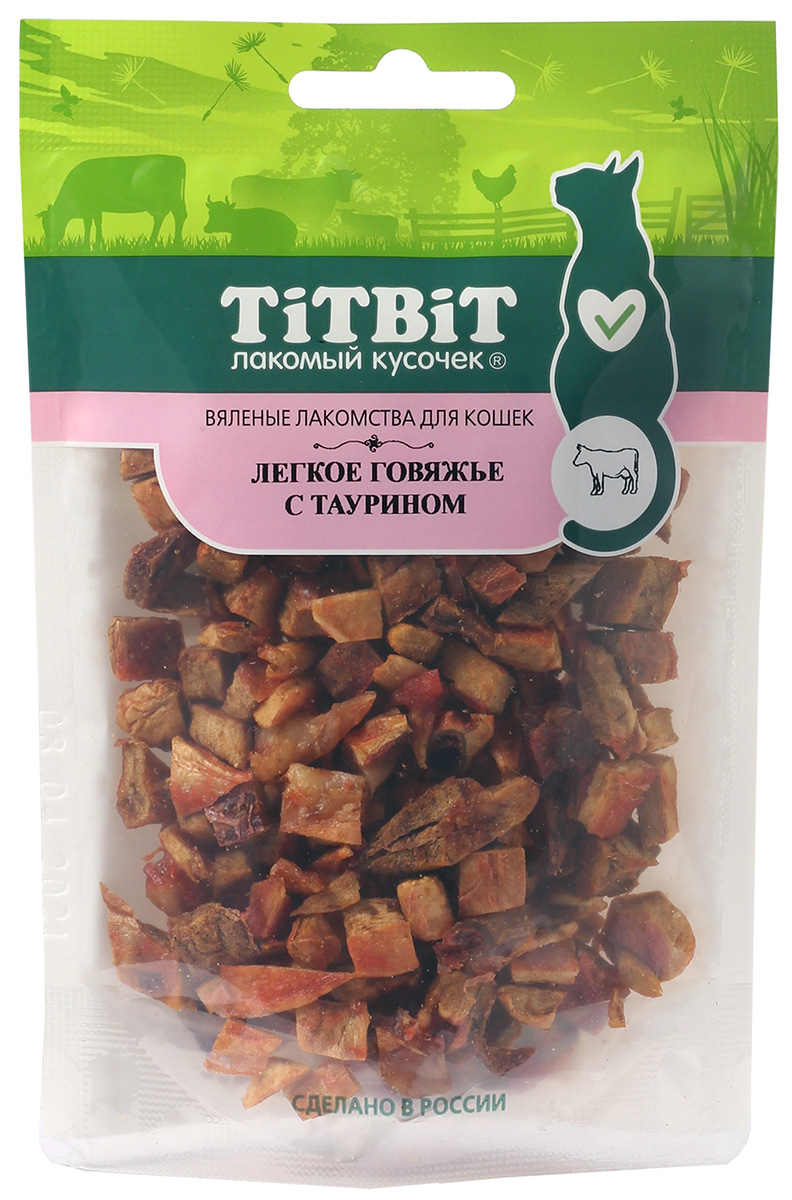 

Лакомство Tit Bit для кошек вяленое легкое говяжье с таурином (25 гр)