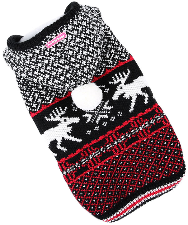 

For My Dogs куртка для собак вязаная Олени черная Fw653-2018 (8-10)