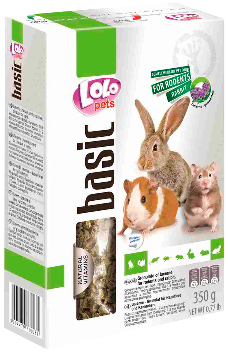 Lolo Pets Basic люцерна для грызунов и кроликов гранулированная (350 гр)