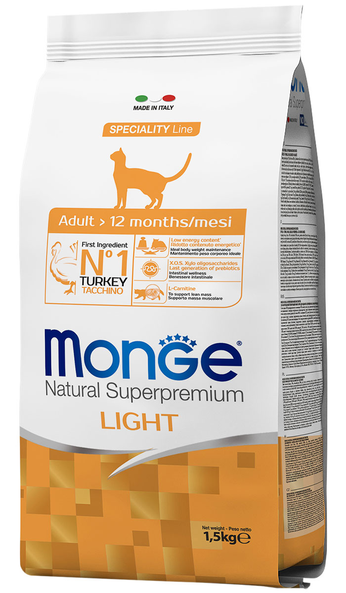 

Monge Speciality Cat Light Turkey диетический для взрослых кошек с индейкой (1,5 кг)