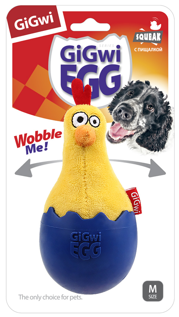 

Игрушка для собак GiGwi Egg Цыпленок неваляшка с пищалкой 14 см (1 шт)