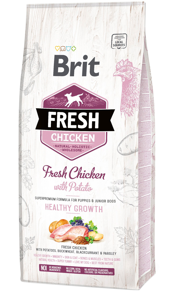 

Brit Fresh Chicken & Potato Puppy Healthy Growth для щенков всех пород с курицей и картофелем (12 кг)