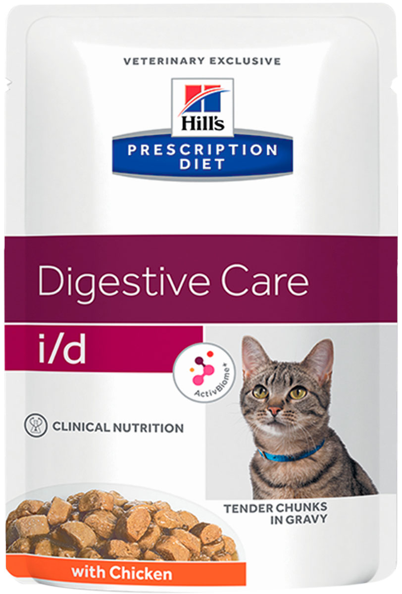 

Hill's Prescription Diet I/d Chicken для взрослых кошек при заболеваниях желудочно-кишечного тракта с курицей в соусе 85 гр (85 гр)
