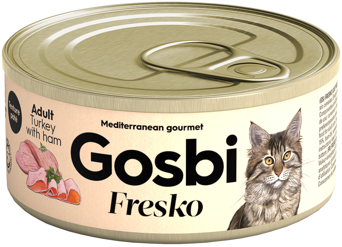 

Gosbi Fresko Grain Free Cat Adult беззерновые для взрослых кошек с индейкой и ветчиной (70 гр)